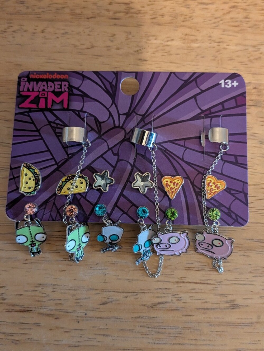 Nickelodeon Invader Zim Kids Earrings Set - Purple, Pink, Green, Yellow